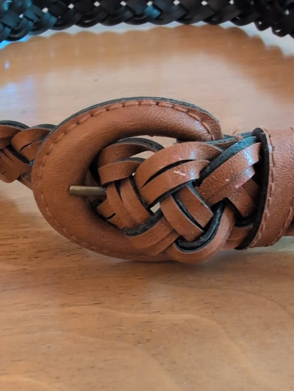 1980's 35 Inch Braided Leather Belt Loop Strap - Brown